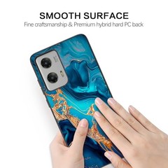 for Moto G Stylus 5G 2024 Case, Slim Glow in The Dark Bumper Cover, Blue Marble/