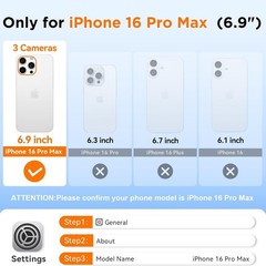 iPhone 16 Pro Max Waterproof Case, IP68 Underwater, 15FT Military Shockproof, Te