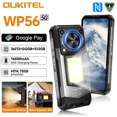 OUKITEL WP56 Rugged Phone 5G 36GB+512GB 1000LM Camping Light 128dB Speaker NFC