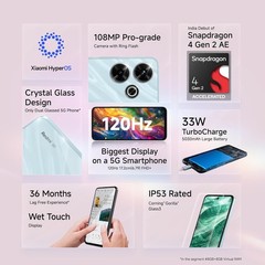 Redmi 13 5G (Hawaiian Blue, 8 GB RAM 128 GB) 4 Gen 2-AE 108MP Pro Camera 6.79″