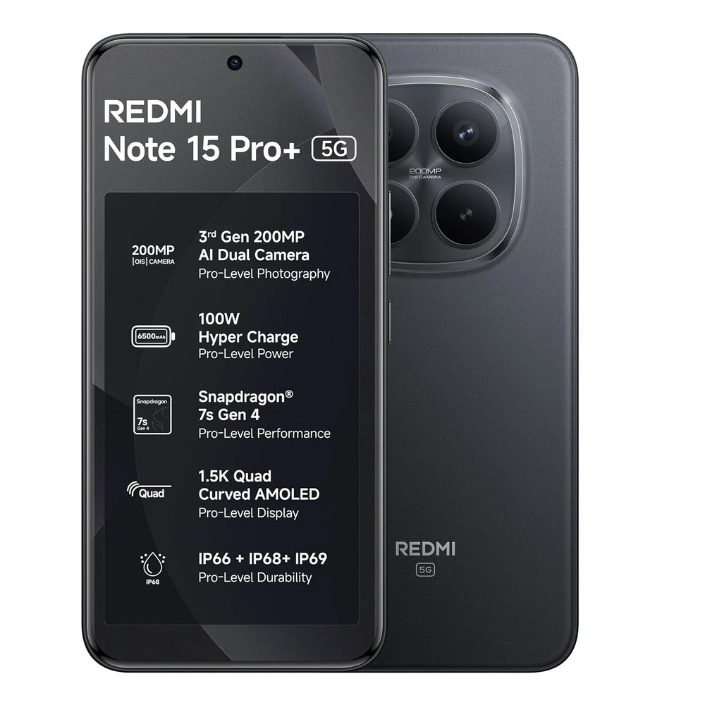 REDMI Note 15 Pro+ 5G (Black,12GB+512GB) Esim Snapdragon 7s Gen 4 Global Version