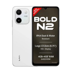 Lava Bold N2 Factory Unlocked Dual SIM 4GB RAM 64GB Storage Android 15 Go- WHITE