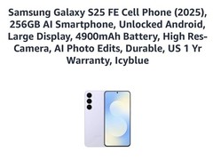 Samsung Galaxy S25 FE Cell Phone (2025), 256GB Al Smartphone, Unlocked NEW Seal