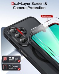Slim Matte Black Case for Samsung Galaxy A26 5G, Includes [2 Pack] Screen Protec