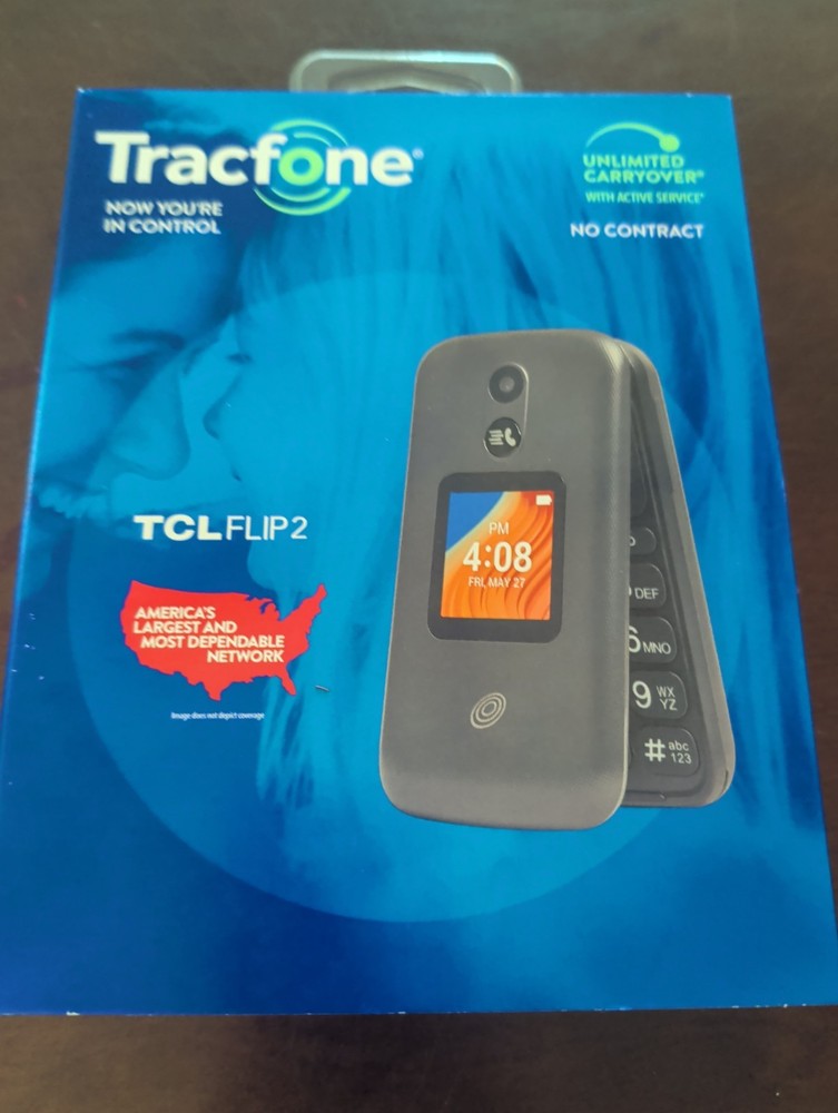 Tracfone TCL My Flip2 4GB Black Prepaid Flip Phone New