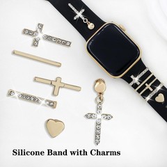Silicone Band Compatible with Apple Watch Bands Women 38-49mm, Wristband with Ch