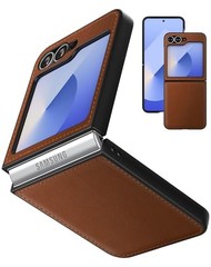 Samsung Galaxy Z Flip 6 / Z Flip 7 FE PU Vegan Leather Hard PC Case – Brown