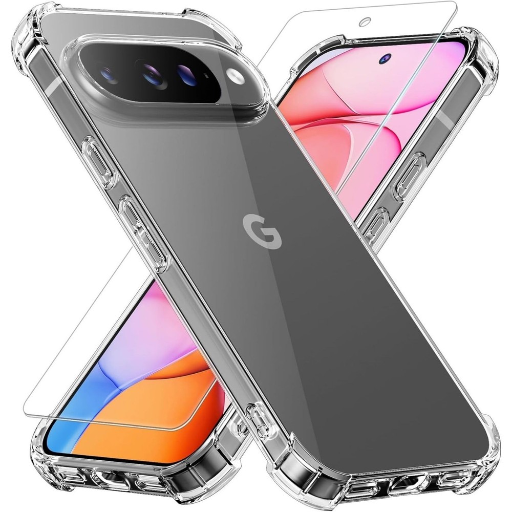 Clear TPU Slim Fit Shockproof Case with Tempered Glass for Google Pixel 10/Pro