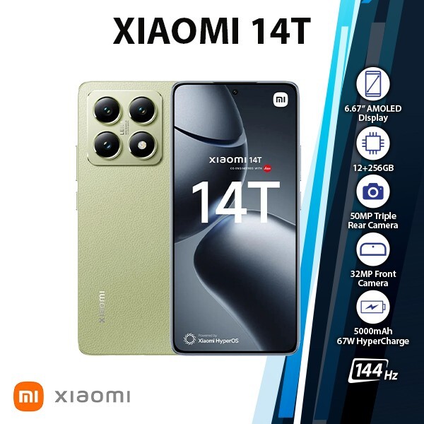 Xiaomi 14T 5G Android Cell Phone (Green/12GB+256GB/Dual SIM/Unlocked/NEW)