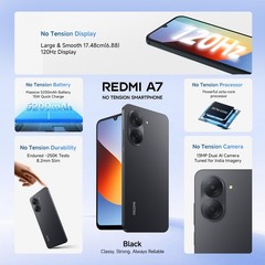 REDMI A7 4G (Black, 3GB RAM,64GB ) T7250 | Octa Core Processor Global Version.