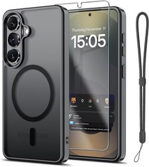 Magnetic Samsung Galaxy A57 5G Case with Screen Protector and Wrist Strap, Black