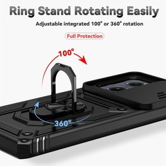 For Motorola Moto Edge 2024 Case with Heavy Duty Shockproof, Slide Camera Cover