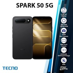 (New) TECNO Spark 50 5G Android Cell Phone (4GB+128GB/BLACK/Dual SIM/Unlocked)