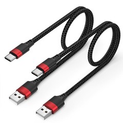 2 ft USB C Cable 2 Pack, USB to USB C Cable 2ft, Braided Fast Charging Cord