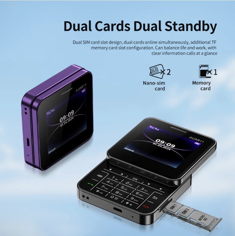 Unlocked Rotating Sliding Mobile Cell Phones GSM Speed Dail Dual SIM Mini Phone