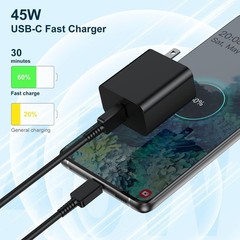 45W Type-C Super Fast Charger Block for Samsung Galaxy S25/S24 Ultra 10ft