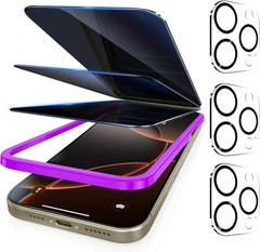 3+3 Pack of Anti-Spy Privacy Screen Protectors & Camera Lens Guards for iPhone 1