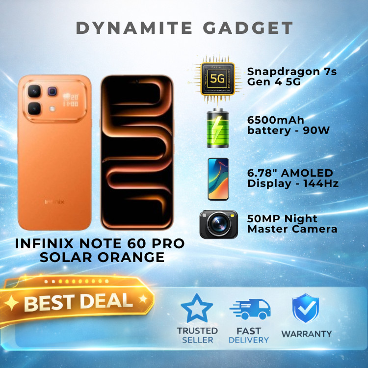 Stock Ready – Infinix NOTE 60 Pro 5G Smartphone 8GB+256GB Solar Orange