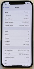 USED BLUE GSM UNLOCKED iPhone 12, 256GB A2172 MGFF3LL/A, 94% BATTERY iOS 17.3.1