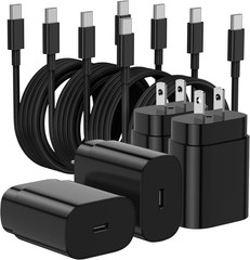 4 Pack 25W USB-C Fast Charger Block for Samsung Galaxy S25 S24 S23 S22 6ft+10ft