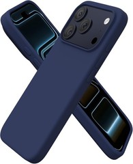 Navy Blue Soft Gel Rubber Case for iPhone 17 Pro 6.3″ – Slim Liquid Silicone 4 L