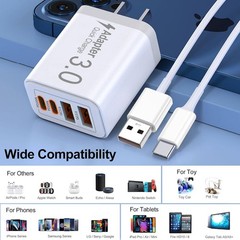 40W USB-C Quick Charge Adapter 2-Pack, 4-Port for iPhone 16/17 Models