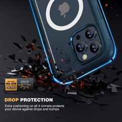 Magnetic Designed for iPhone 15 Pro Max Case Full Body Bumper, Blue Cover