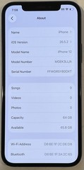 USED BLUE GSM UNLOCKED iPhone 12, 64GB A2172 MGEK3LL/A WITH 98% BATTERY HEALTH.