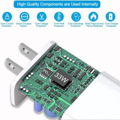 33W Type-C Fast Charger Block (2 Pack) for iPhone 17/16 + 6FT USB C Cable