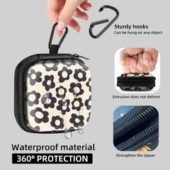 Beige Groovy Flower Coin Storage Bag for Earbuds, Data Cable, and Charger