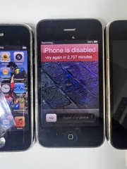 Lot of 5 Apple iPhone 3GS 8 GB 16GB Black A1303 1w Bad Batt🪫and various Issues