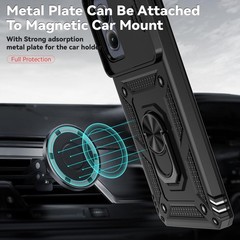 For Motorola Moto Edge 2024 Case with Heavy Duty Shockproof, Slide Camera Cover