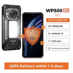2026 OUKITEL WP500 5G Rugged Phone 36GB+1TB 6.78” FHD+ 10000mAh Android 16 NFC