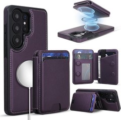 2-in-1 Magnetic Wallet Case with Kickstand for Samsung Galaxy S26 Ultra, Purple