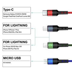 2-Pack 4FT Multi Charging Cable for Galaxy S20/S10/S9/S8/S7