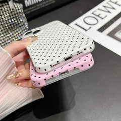 Navy Blue Shockproof Cover for iPhone 14 – Slim Polka Dot Trendy Case