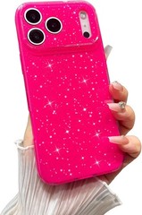 Case for iPhone 17 Pro Max, Super Cute Vibrant Neon Glitter Shiny Bling Case