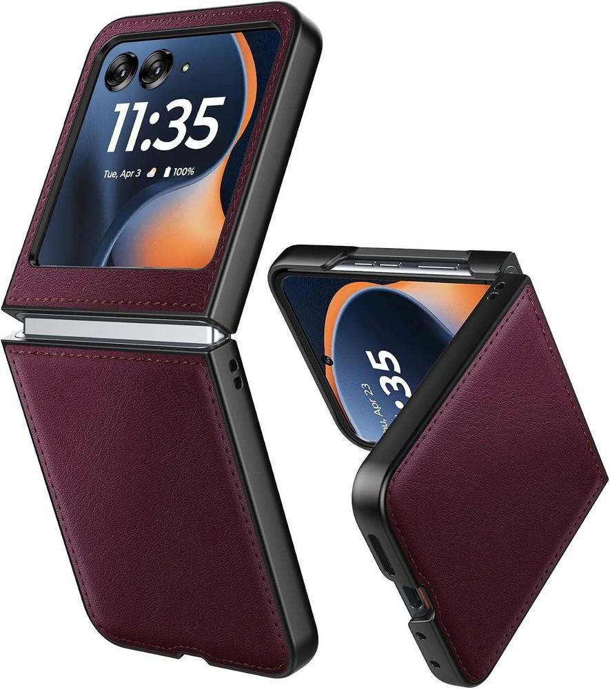Case for Motorola Razr 2024/2025 – PU Vegan Leather Back & Hard Polycarbonate Bu