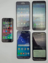 Lot of 5 Working Smartphones – iPhone 5S, Galaxy S6, GRAND Prime, TCL LX, J3 V