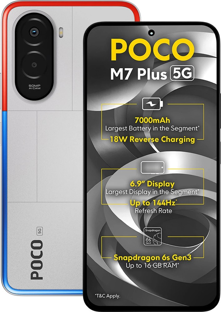 POCO M7 Plus 5G (Silver, 128GB 6GB RAM) Snapdragon 6s Gen 3 5G Global Version