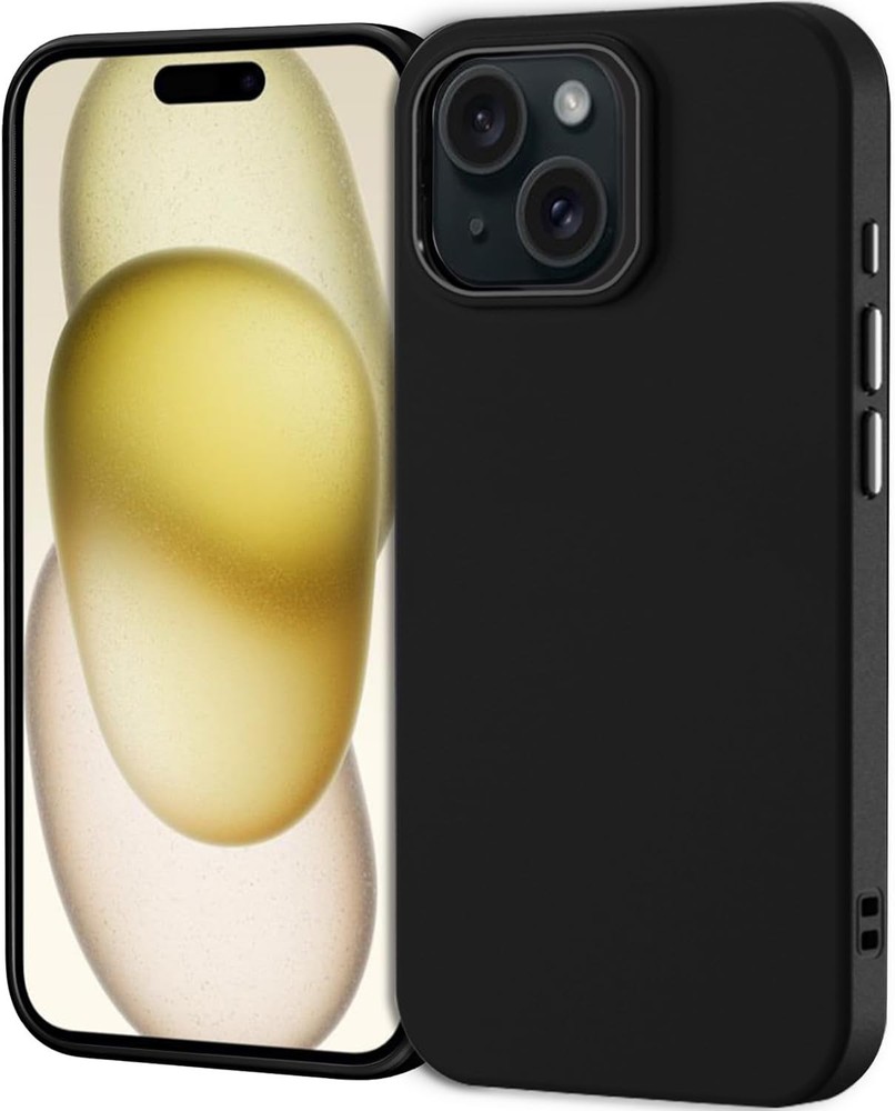 iPhone 15 Phone Case, Black Anti-Fingerprint Protective Bumper Matte Cover 6.1 I