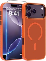 Phone Case for 17 Pro Max with Tempered Glass Screen Protector Anti-Fingerprint
