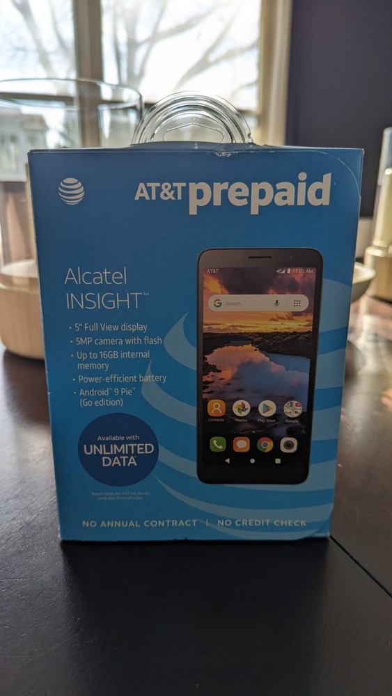 AT&T Prepaid Alcatel INSIGHT Pebble Grey 5005R 5″ 5MP 16GB Android New Sealed