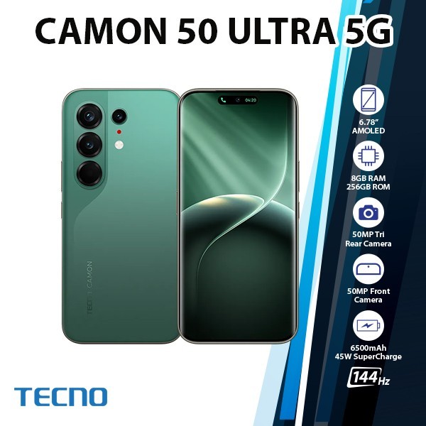 TECNO Camon 50Ultra 5G Android Cell Phone (8GB+256GB/GREEN/Dual SIM/Unlocked)