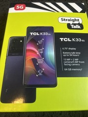 TCL K33 5G, 64GB, Gray – Straight Talk Wireless Prepaid Smartphone – Brand New