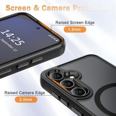 Matte Black Magnetic Case for Samsung Galaxy S25+ Plus with Screen Protector