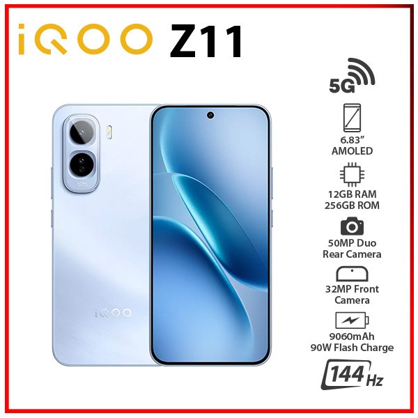 (New) iQOO Z11 5G 12GB+256GB BLUE Dual SIM Unlocked Android Cell Phone