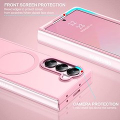 Translucent Matte Shockproof Cover Case for Galaxy Z Fold 6 7.6″, Tender Pink