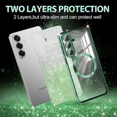 Clear Magnetic Glitter Gradient Sparkle Luxury Plated Soft TPU Bumper Case