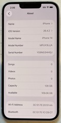 NICE USED GSM UNLOCKED PURPLE iPhone 14, 128GB A2649 MPUX3LL/A WITH 98% BATTERY